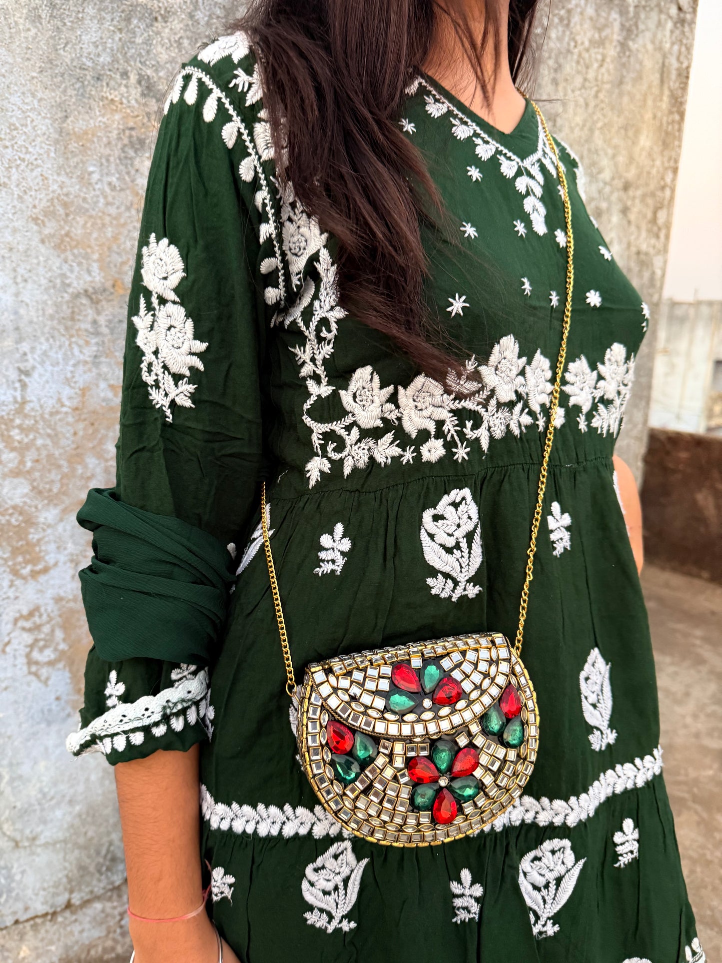 MEHMOONAH- mini stone bag with sling