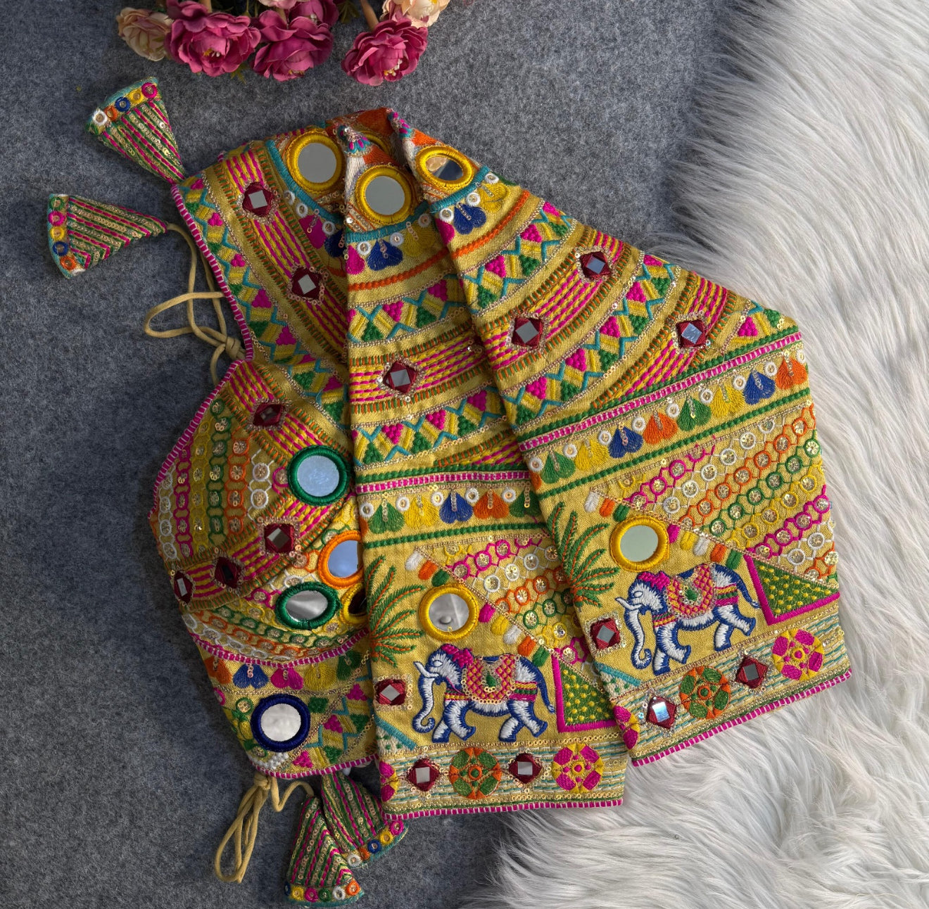 SHRREYA - LONG SLEEVES NAVRATRI MIRROR WORK BOHO BLOUSE ✨freesize till 38
