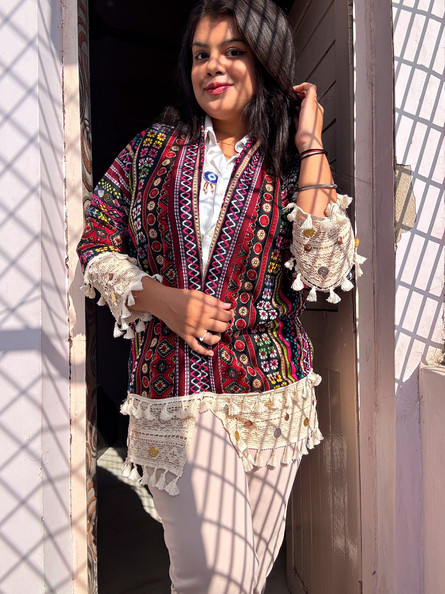 BOHO DRAPE JACKET - MAROON MOSIAC ♥️🥀