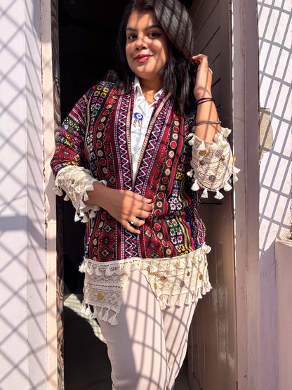 BOHO DRAPE JACKET - MAROON MOSIAC ♥️🥀