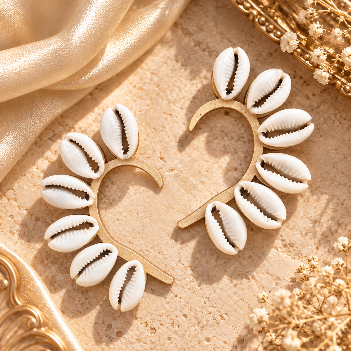Cowrie earcuff - pair