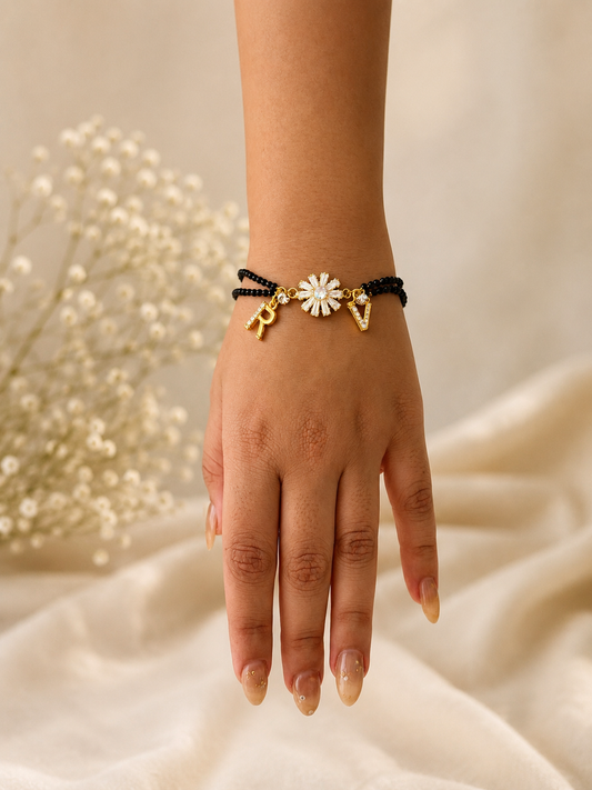 Mangalsutra bracelet with initial