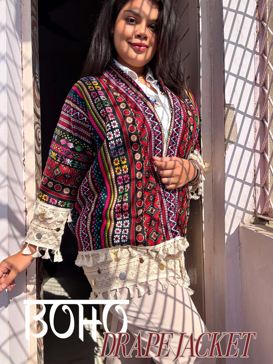 BOHO DRAPE JACKET - MAROON MOSIAC ♥️🥀