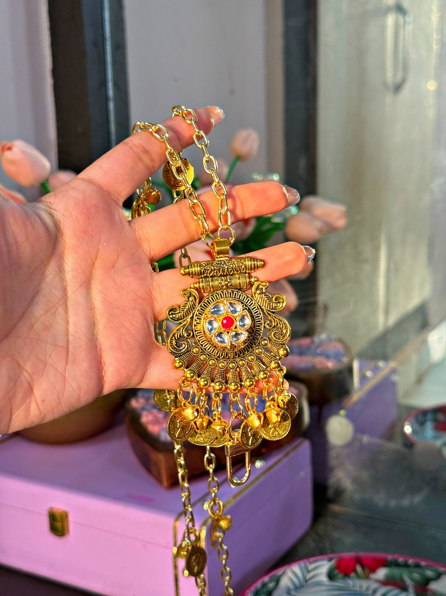 Ethnic Phone Sling Strap - Golden