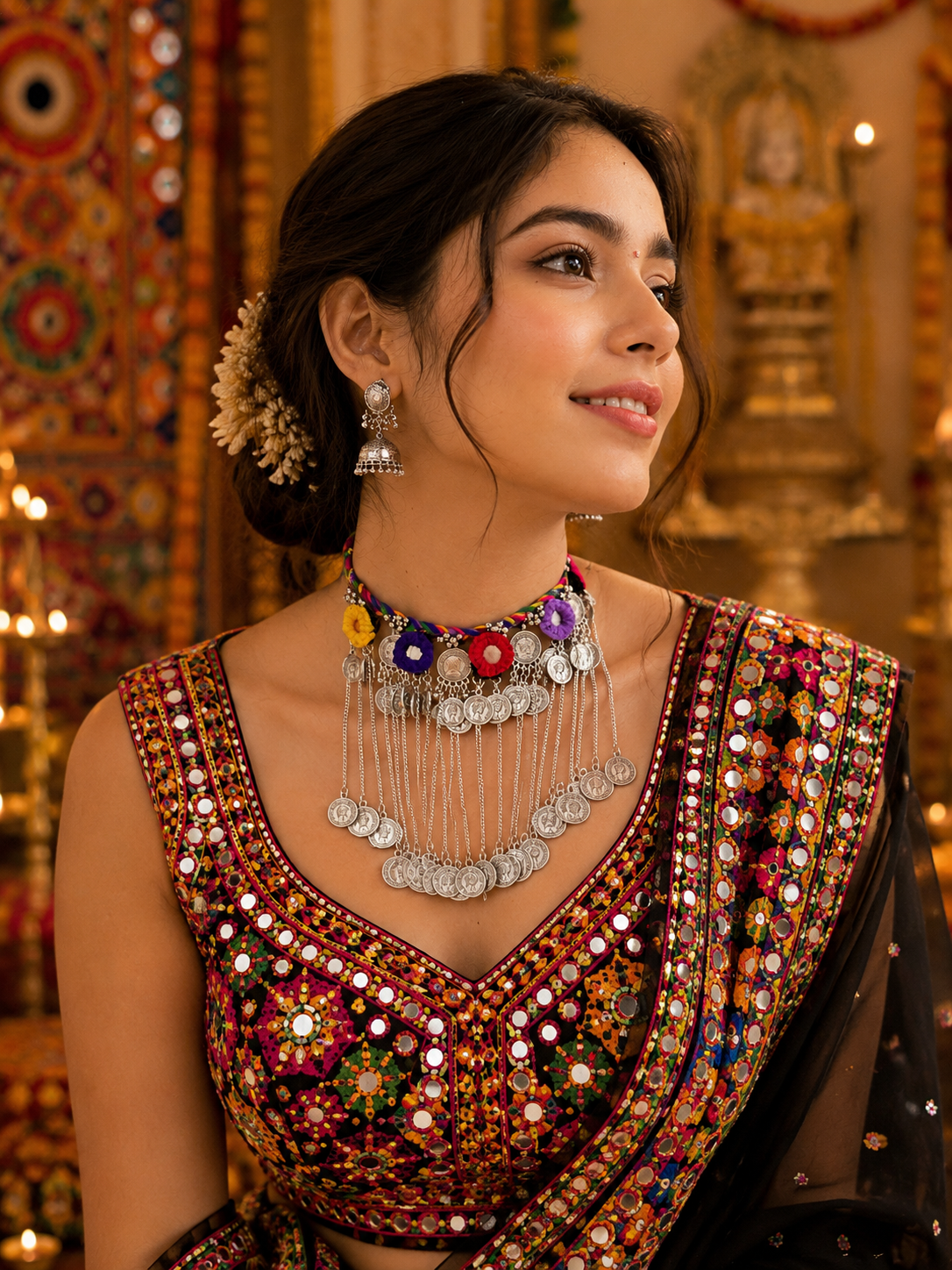 Rimjhim banjara mirror and coin work choker