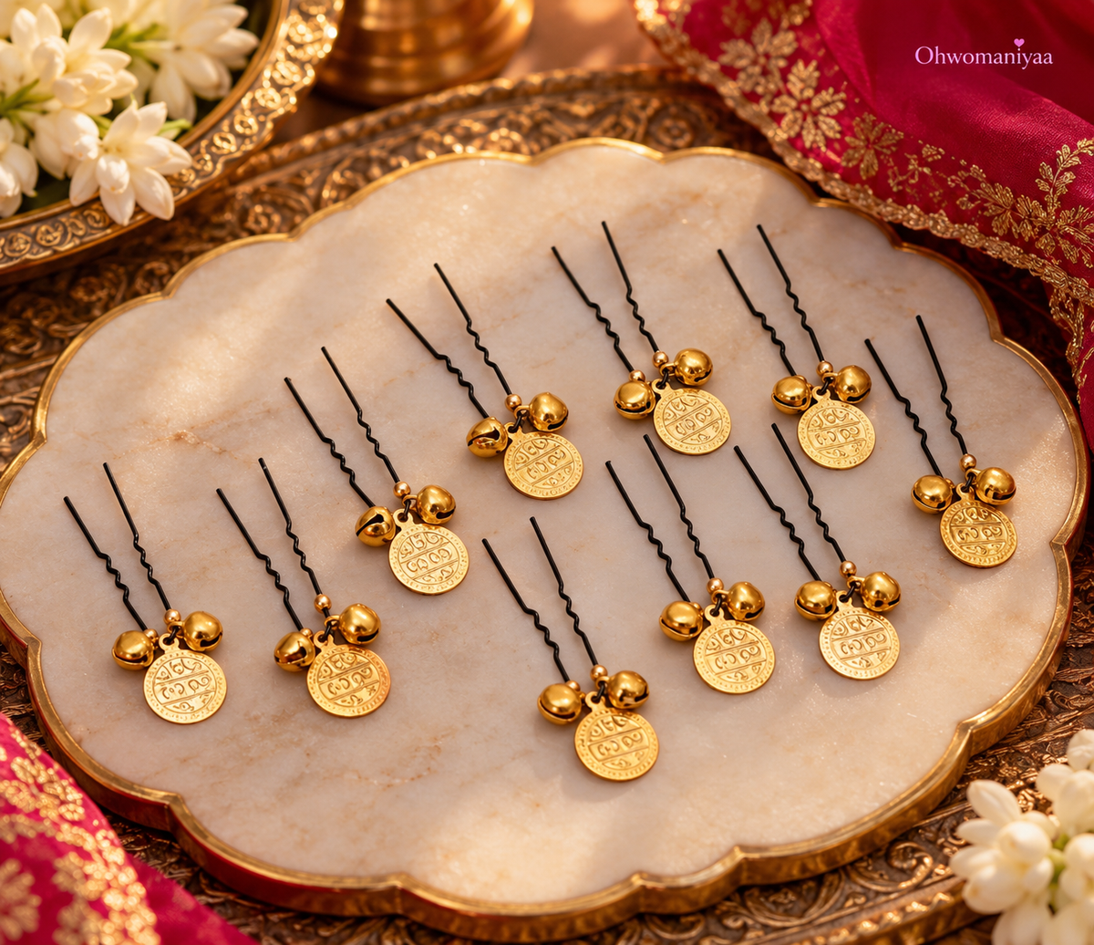 Golden hairpins set of 10