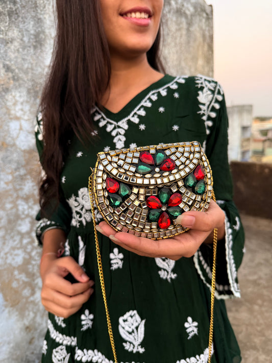 MEHMOONAH- mini stone bag with sling