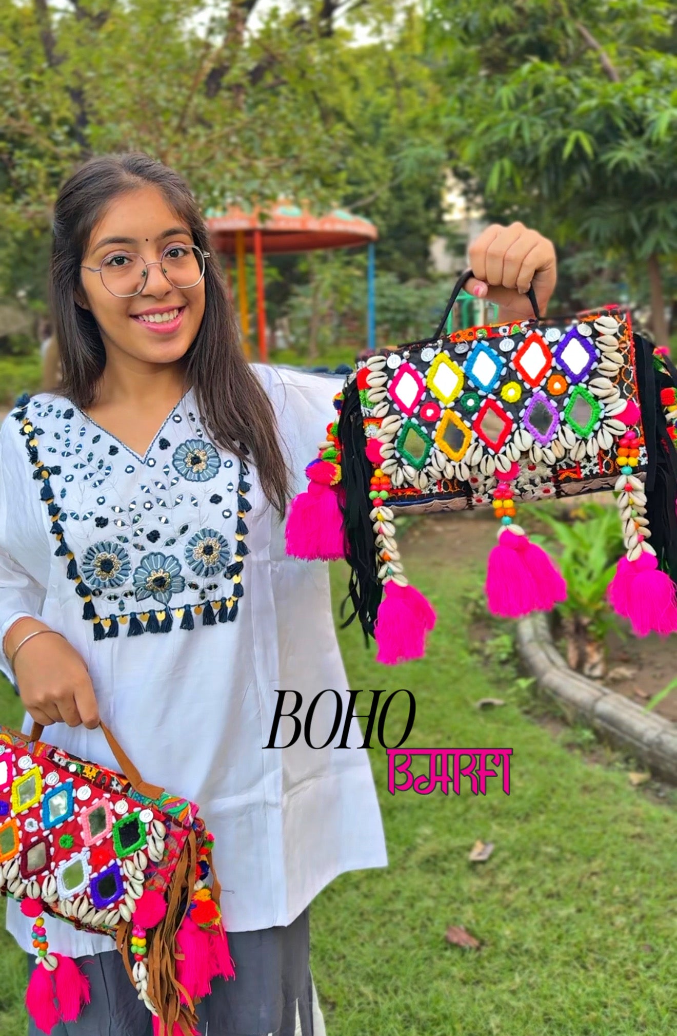 BOHO BARFI 🪞 - BLACK SLING BAG