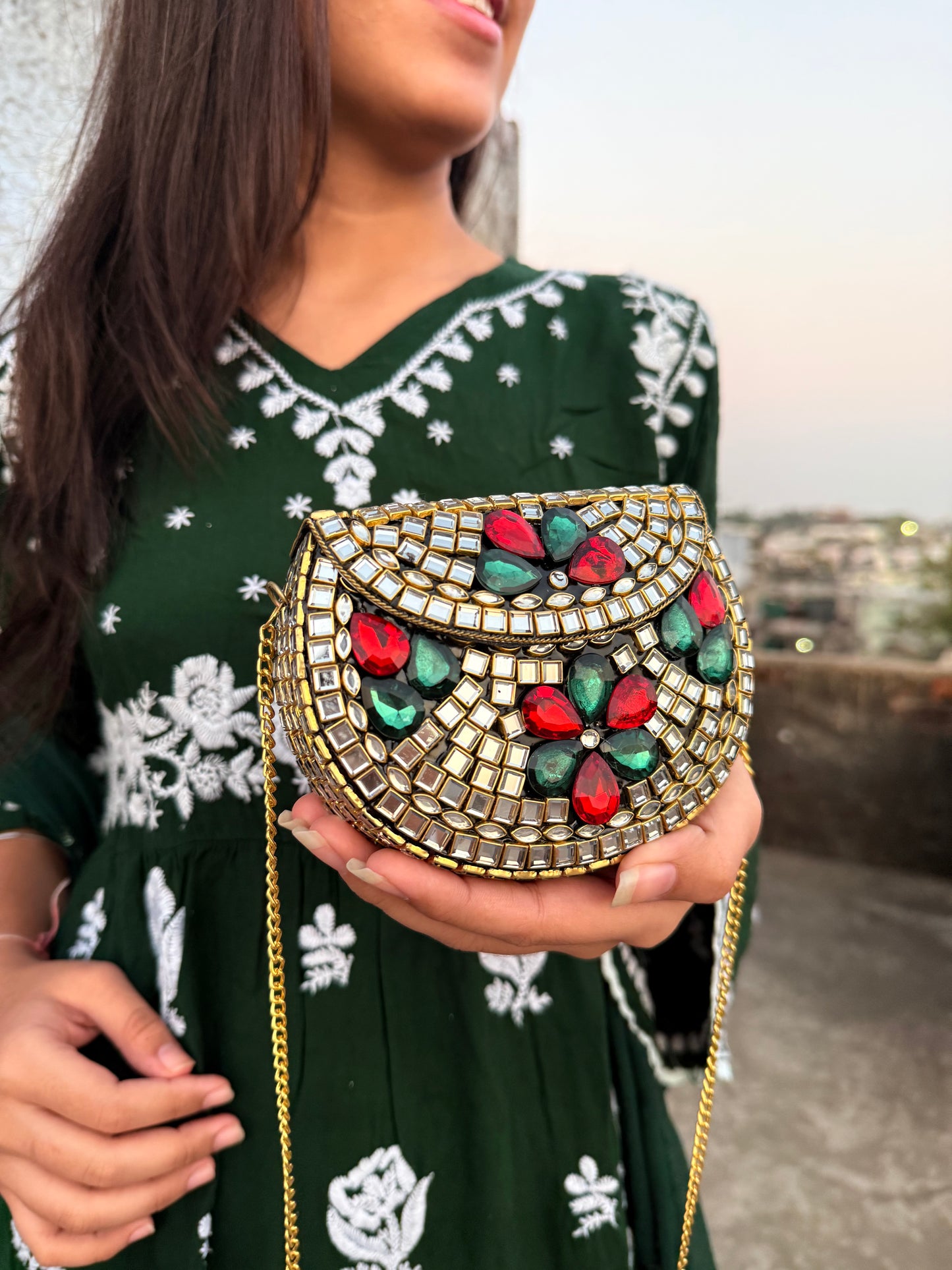MEHMOONAH- mini stone bag with sling