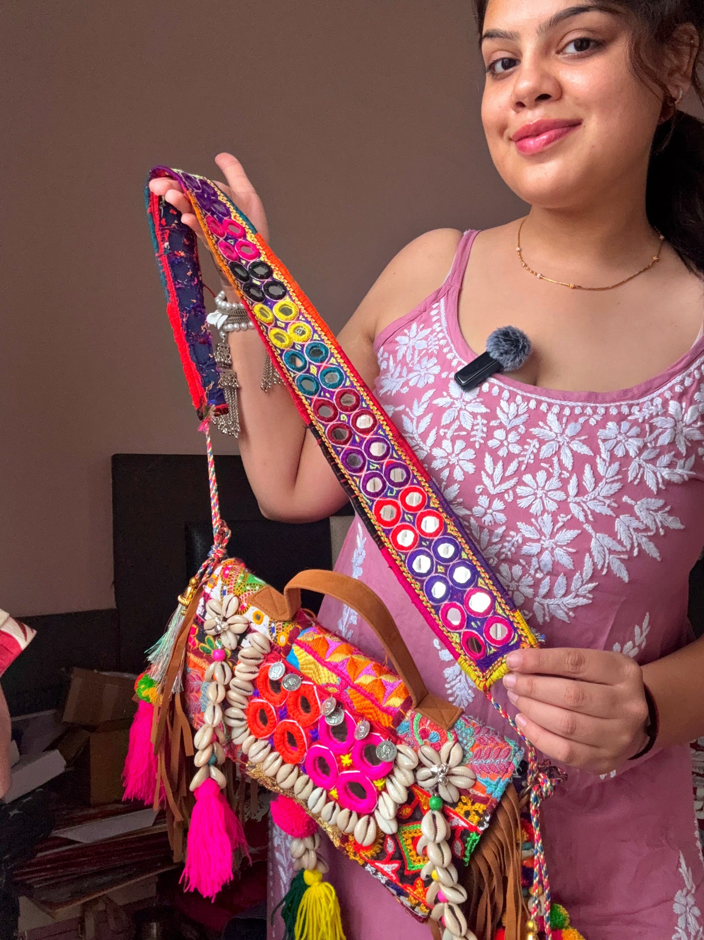 ANJANI BOHO BAG WITH FULLY HANDEMBROIDERED MIRROR WORK BELT ✨🪷