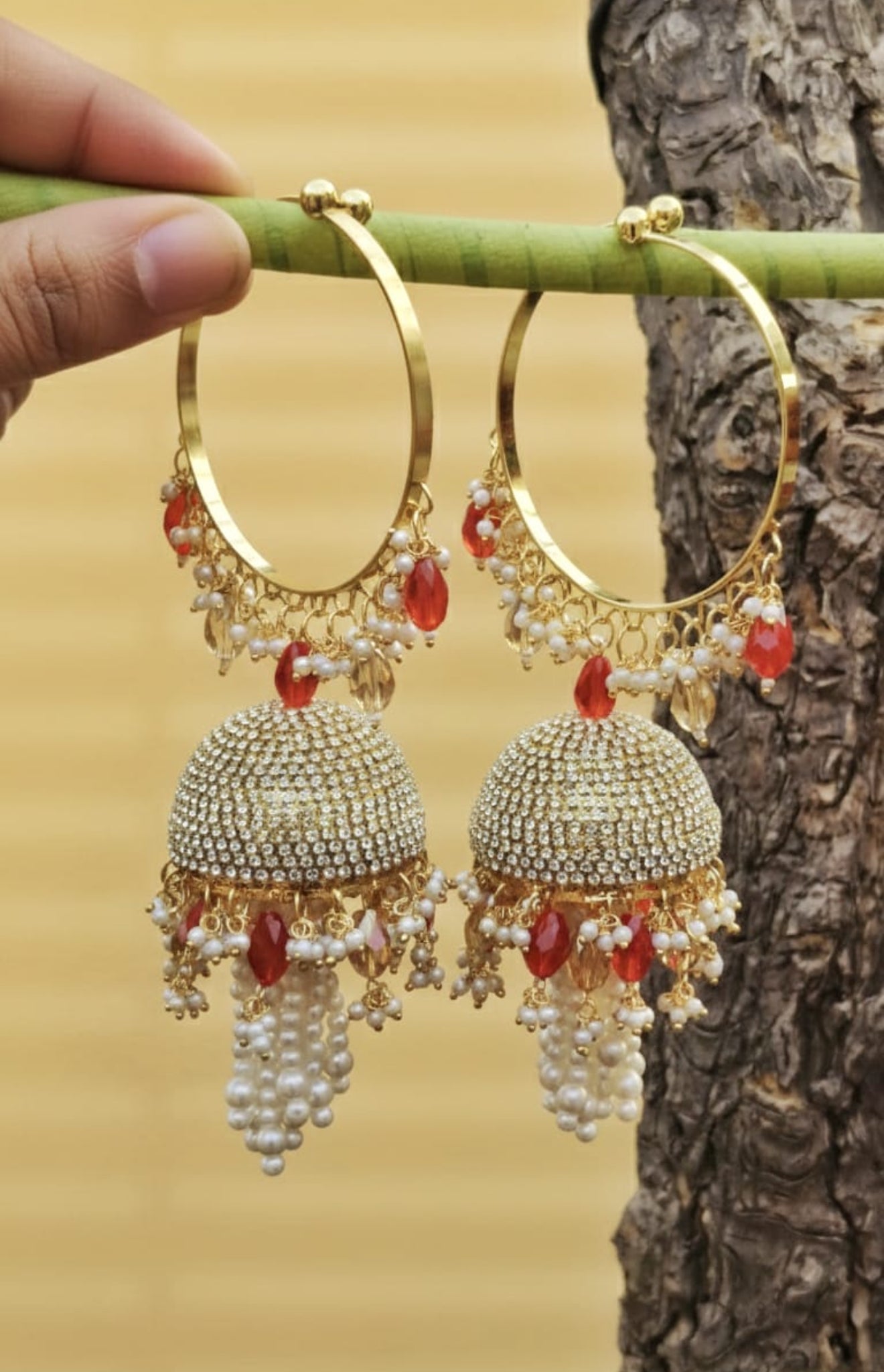 GOLD AND RED BEAD BRIDAL KALEEREIN