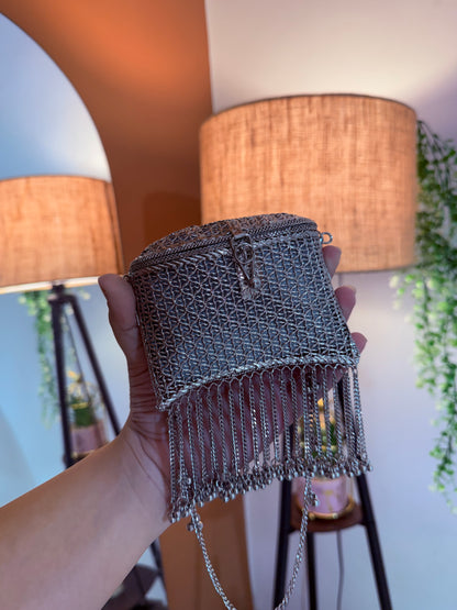 Zaalima silver clutch bag