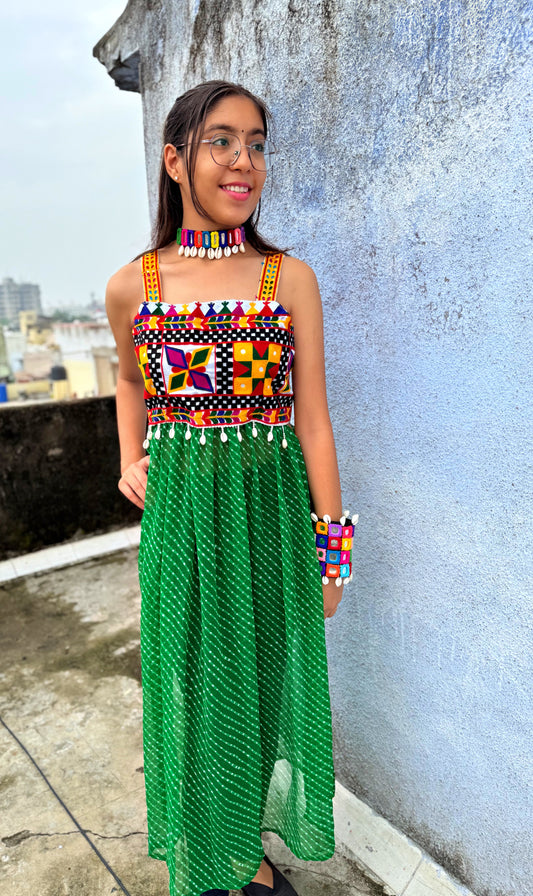 BOHO KUDDI - Strappy Criss Cross back kurti - GREEN 💚✨