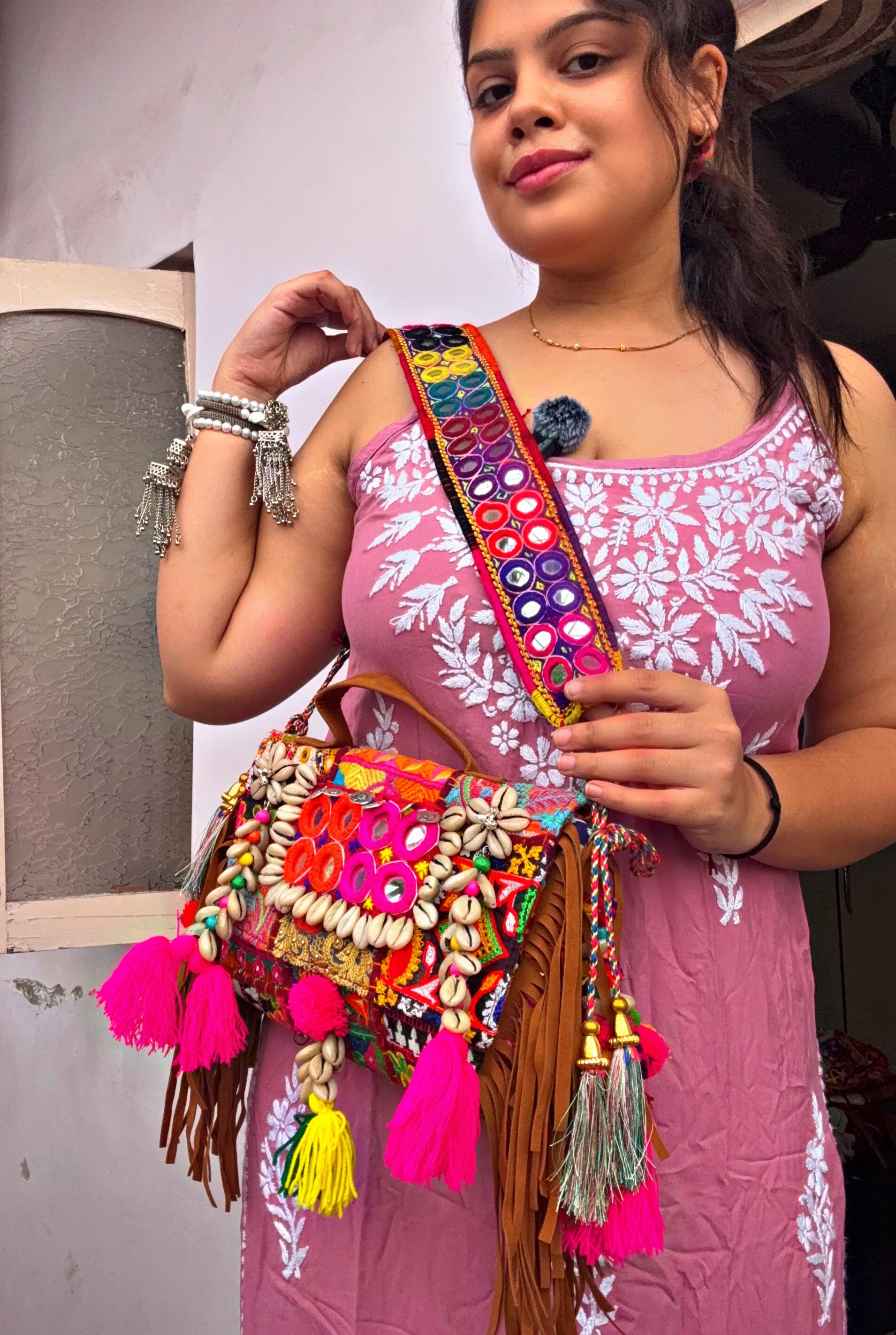ANJANI BOHO BAG WITH FULLY HANDEMBROIDERED MIRROR WORK BELT ✨🪷