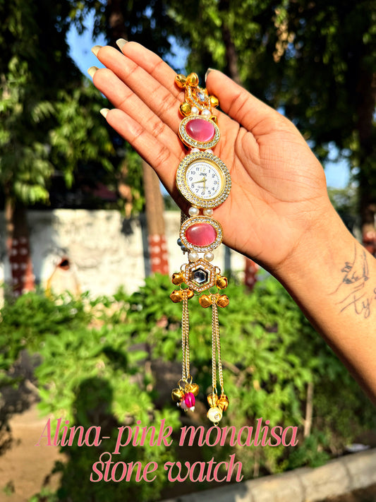 ALINA- Pink monalisa stone watch