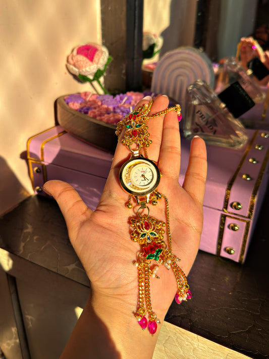 VAIDEHI LUXURY PACHI KUNDAN WATCH (Adjustable size)