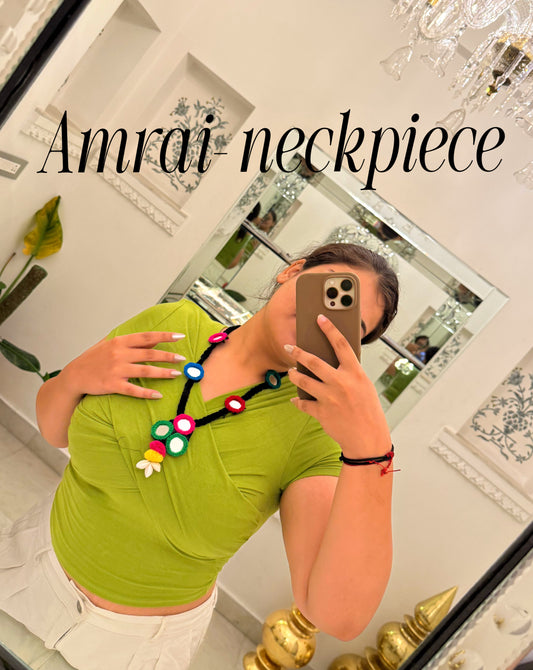 Amrai neckpiece with mirror and shell work