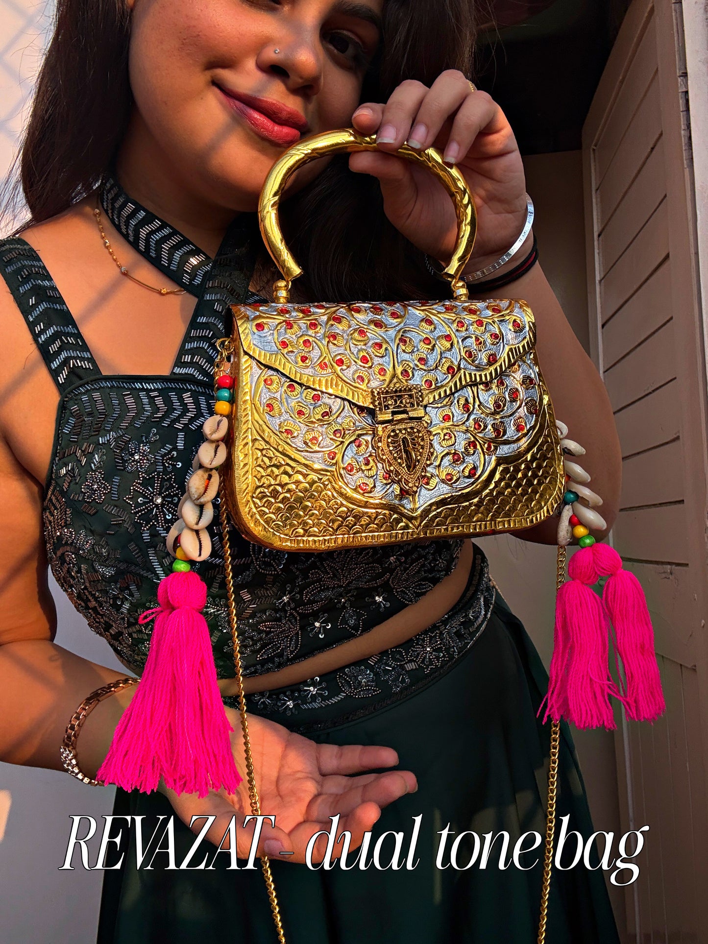 REVAZAT - Festive Clutch with Real Shell tassel ✨