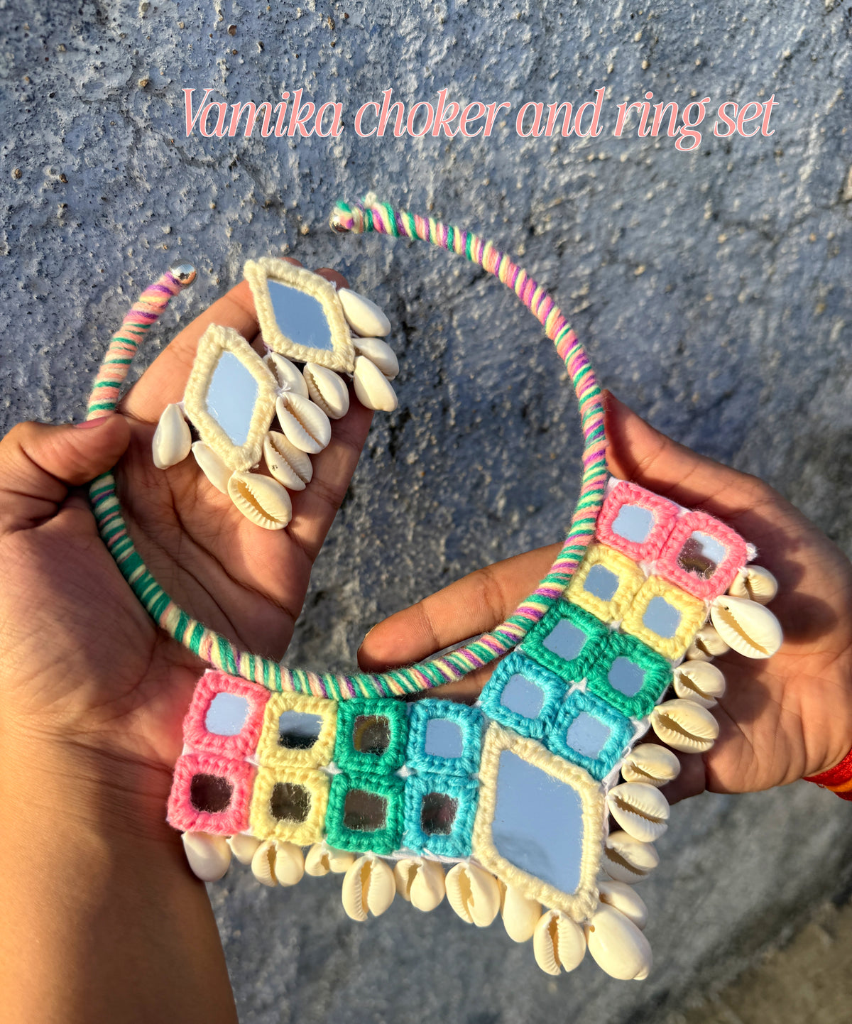 Kaira mirror necklace and ring combo