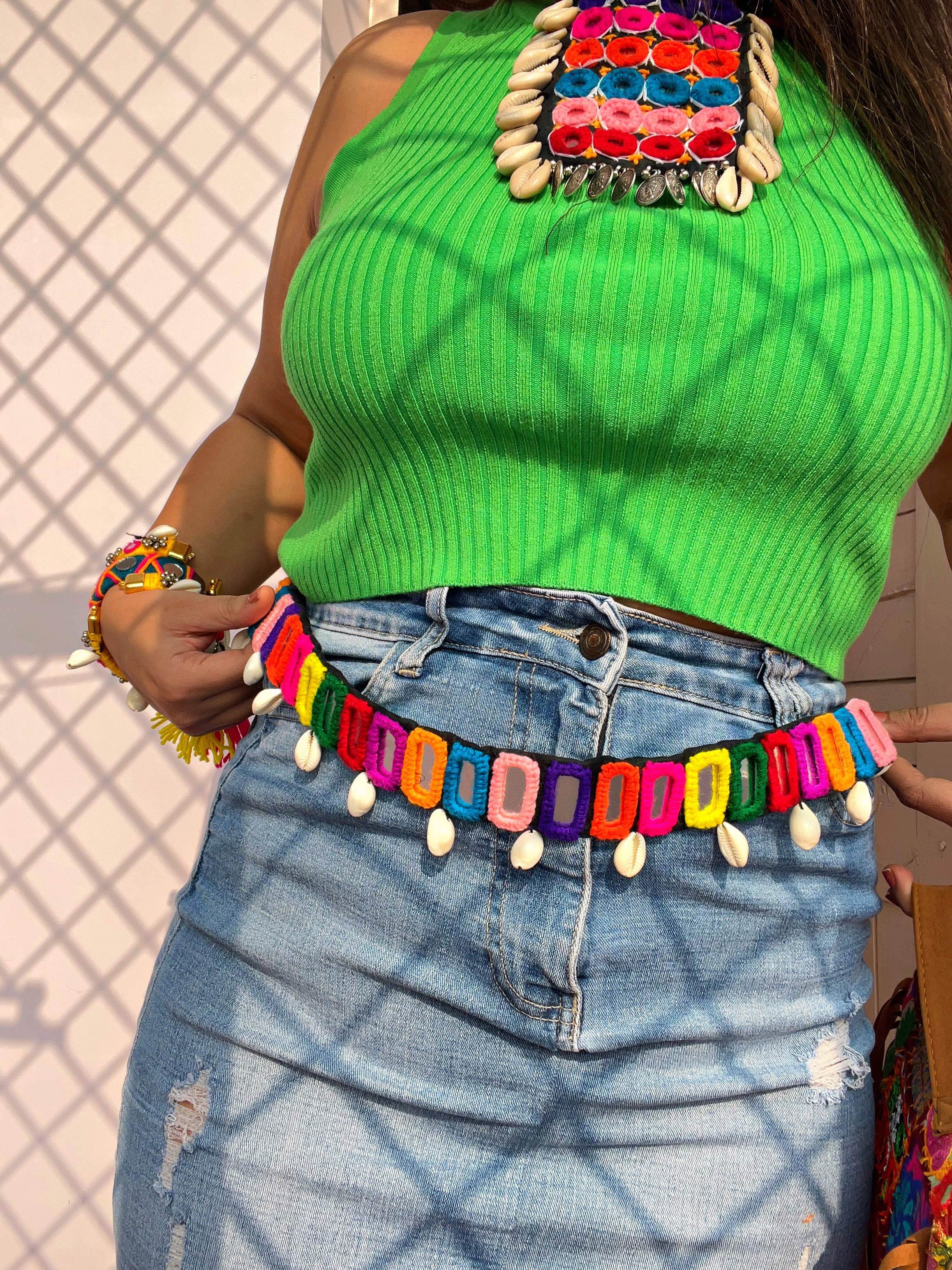 Aisha Mirror work waist belt
