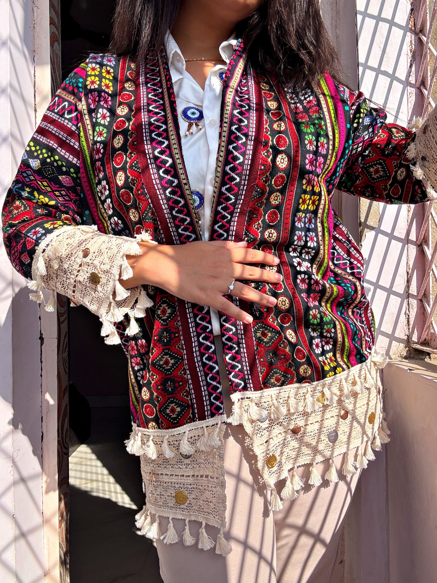 BOHO DRAPE JACKET - MAROON MOSIAC ♥️🥀