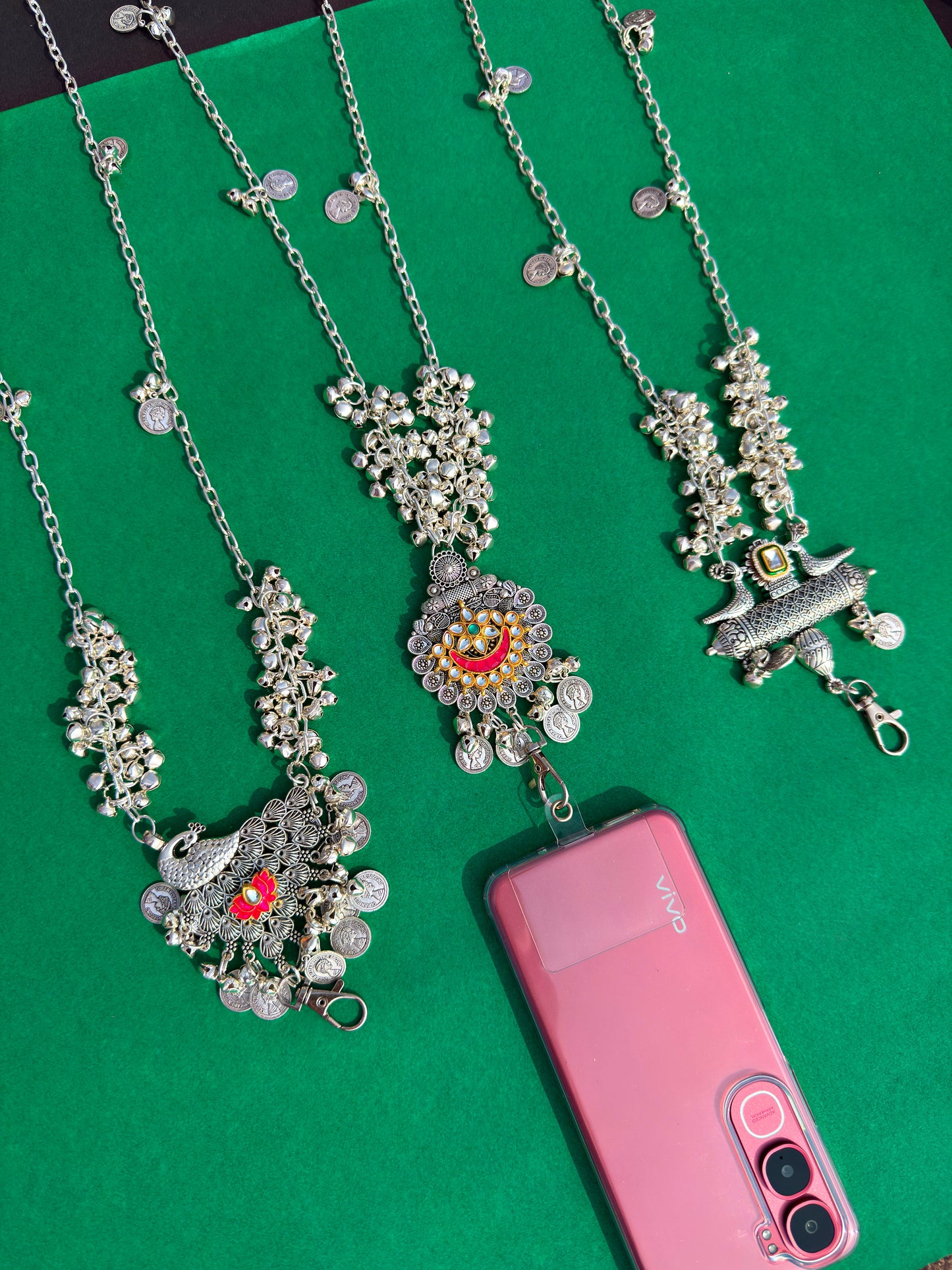 ETHNIC PHONE SLING - SILVER 🤍