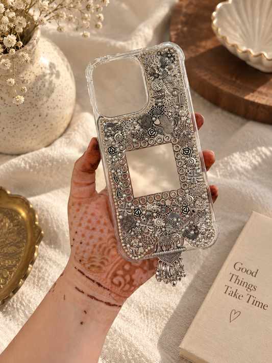 Mirror and charm phone cover