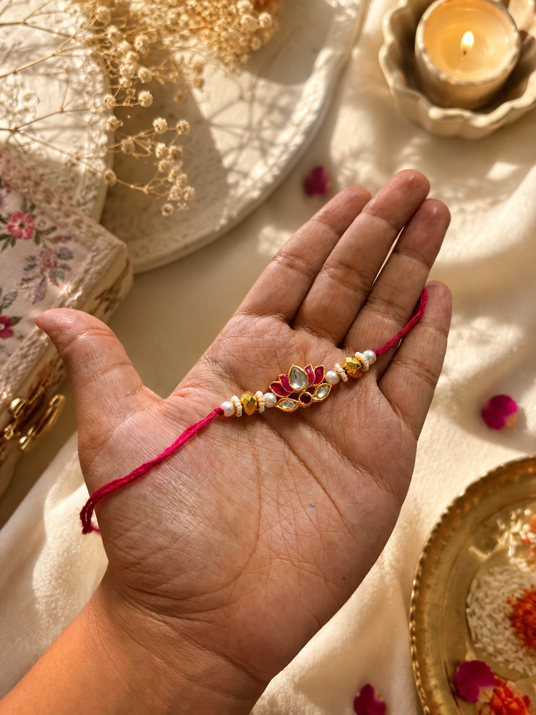Pink lotus rakhi