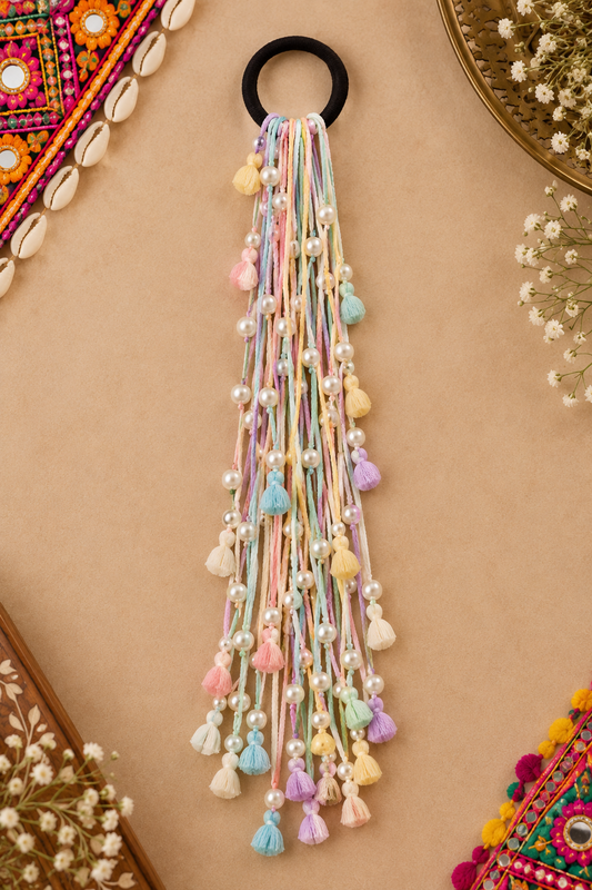 Pastel boho pearl hairtie