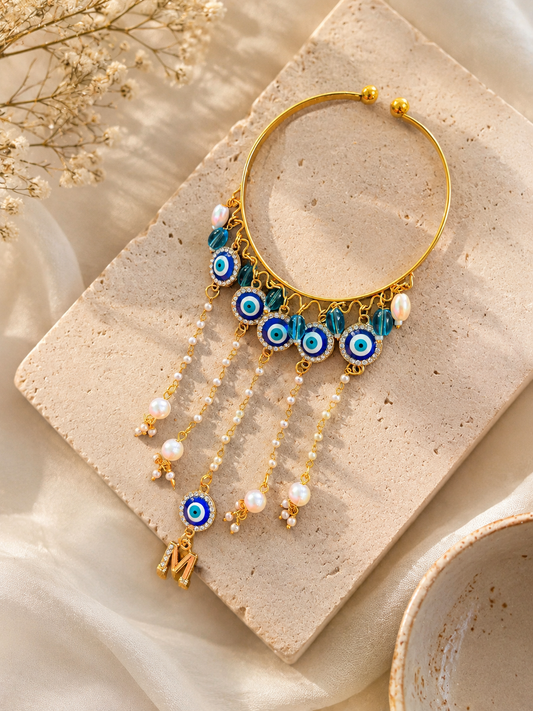 Evil eye Initial Bracelet Rakhi (mention initial in notes) 🧿