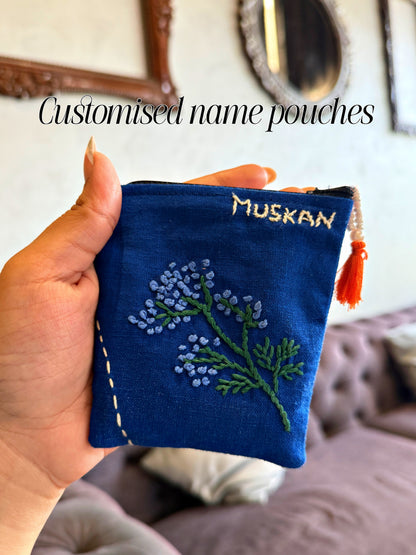 Mini Embroidery pouches (with Name customisation)