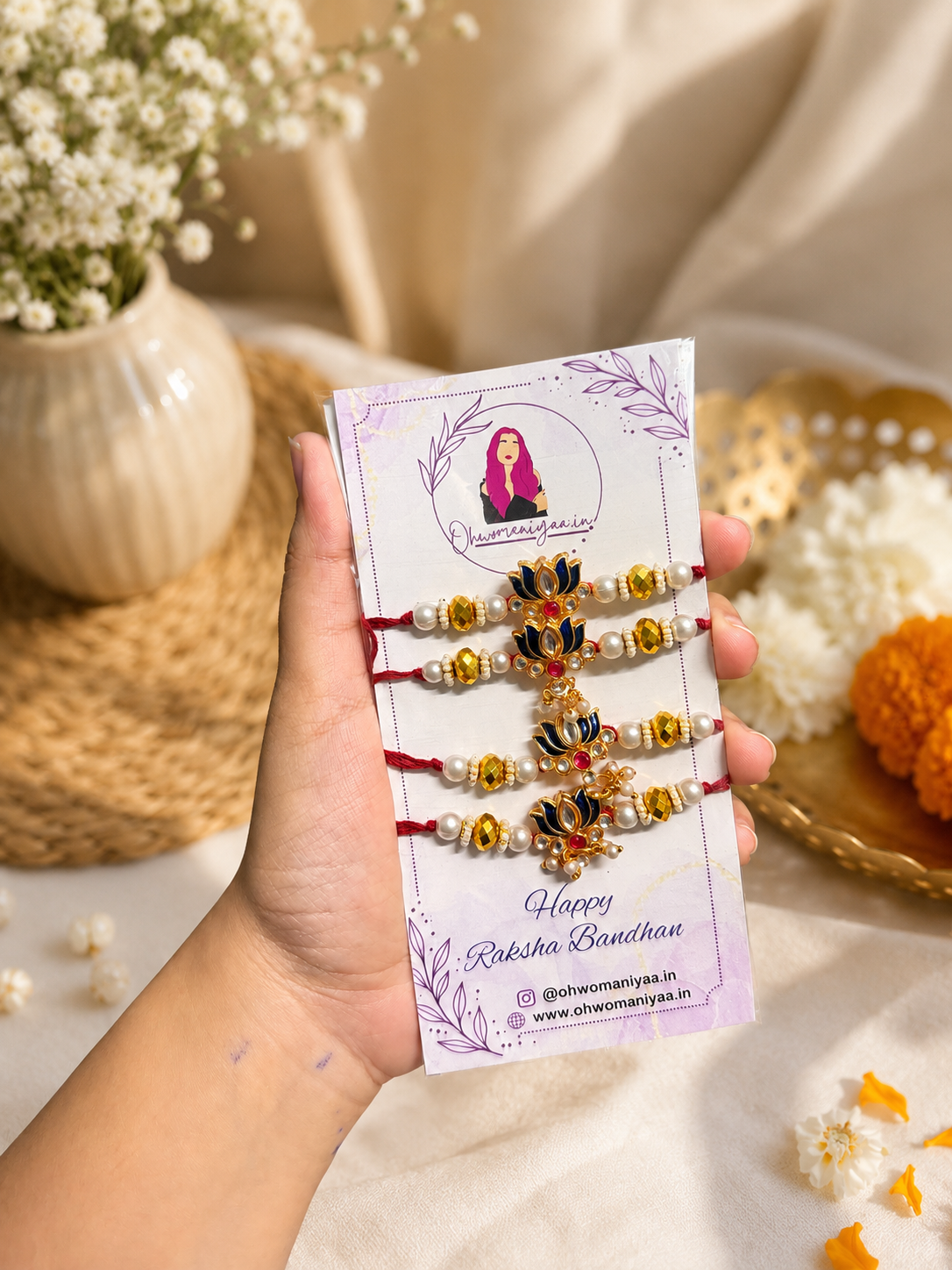 Lotus rakhi - set of 4
