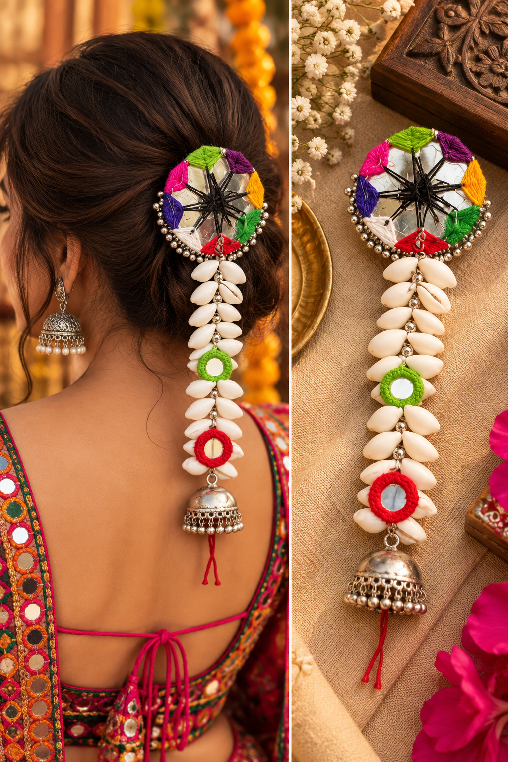 Rangilo jhumka hair brooch
