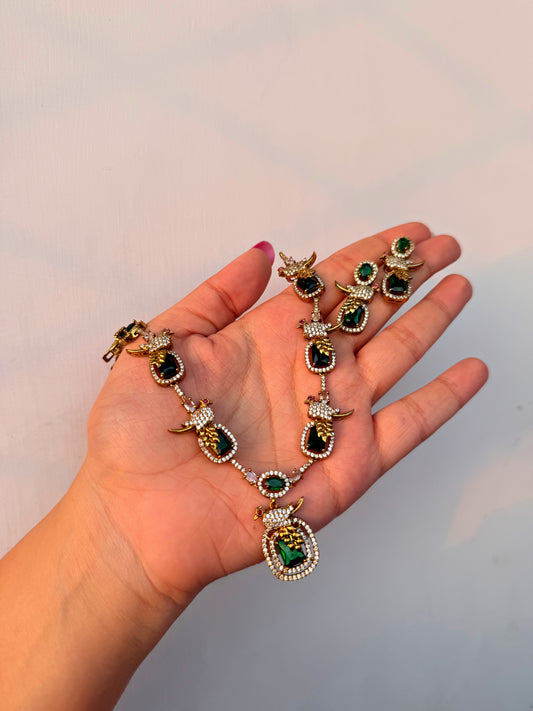 Emerald Necklace with earrings