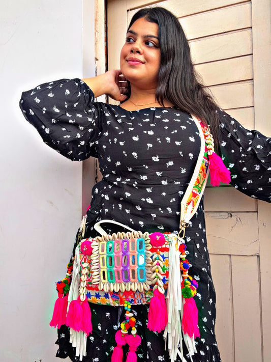 Sandhya White Boho bag with heavy work belt 🤍