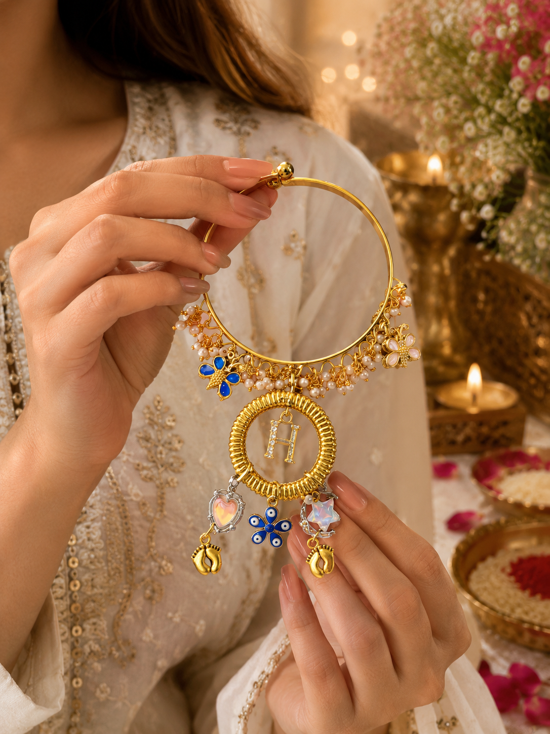 Bhabhi kada rakhi with initial
