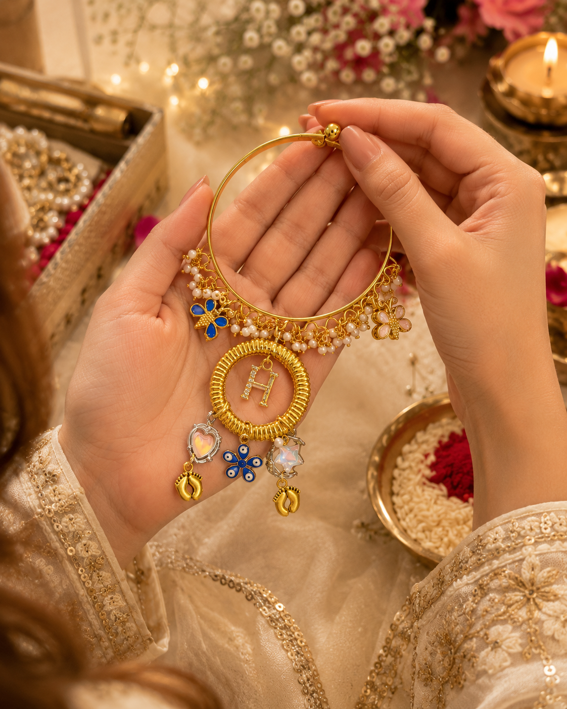 Bhabhi kada rakhi with initial