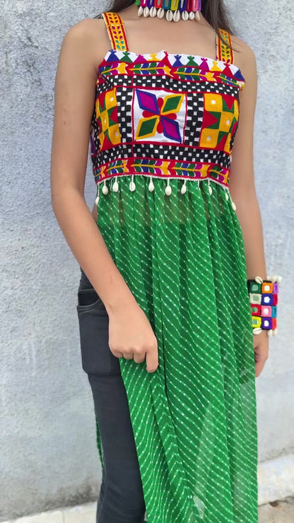 BOHO KUDDI - Strappy Criss Cross back kurti - GREEN 💚✨